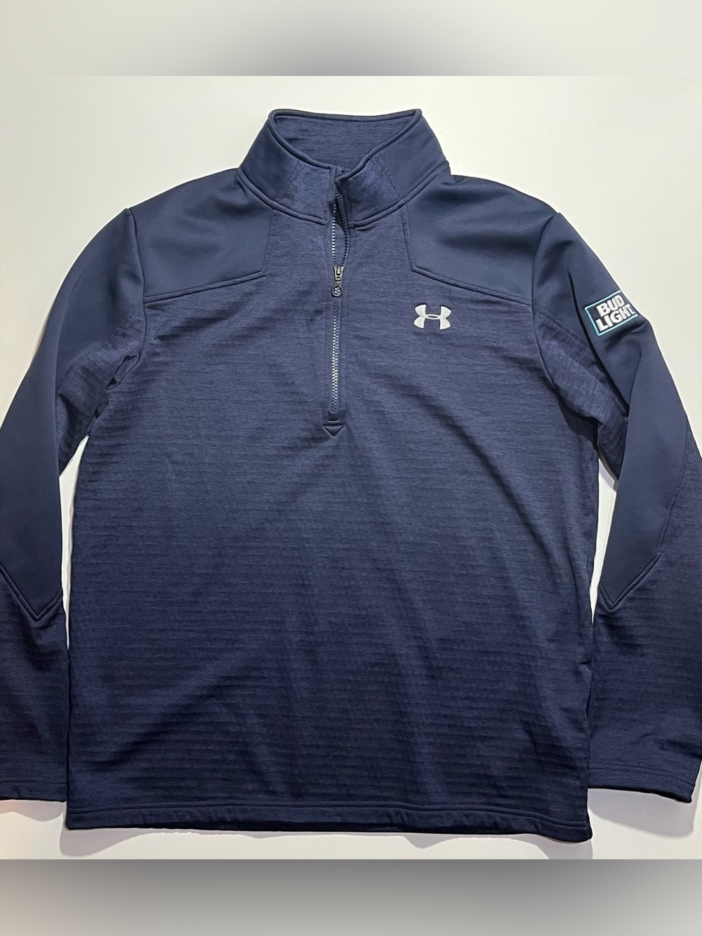 Men’s Under Armour Bud Light 1/4 Zip Pullover Sweater, XL, Fitted, Navy